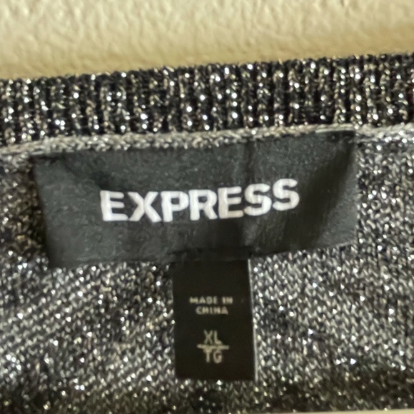 Express Metallic zebra ruched puff sleeve sweater - Picture 5 of 6